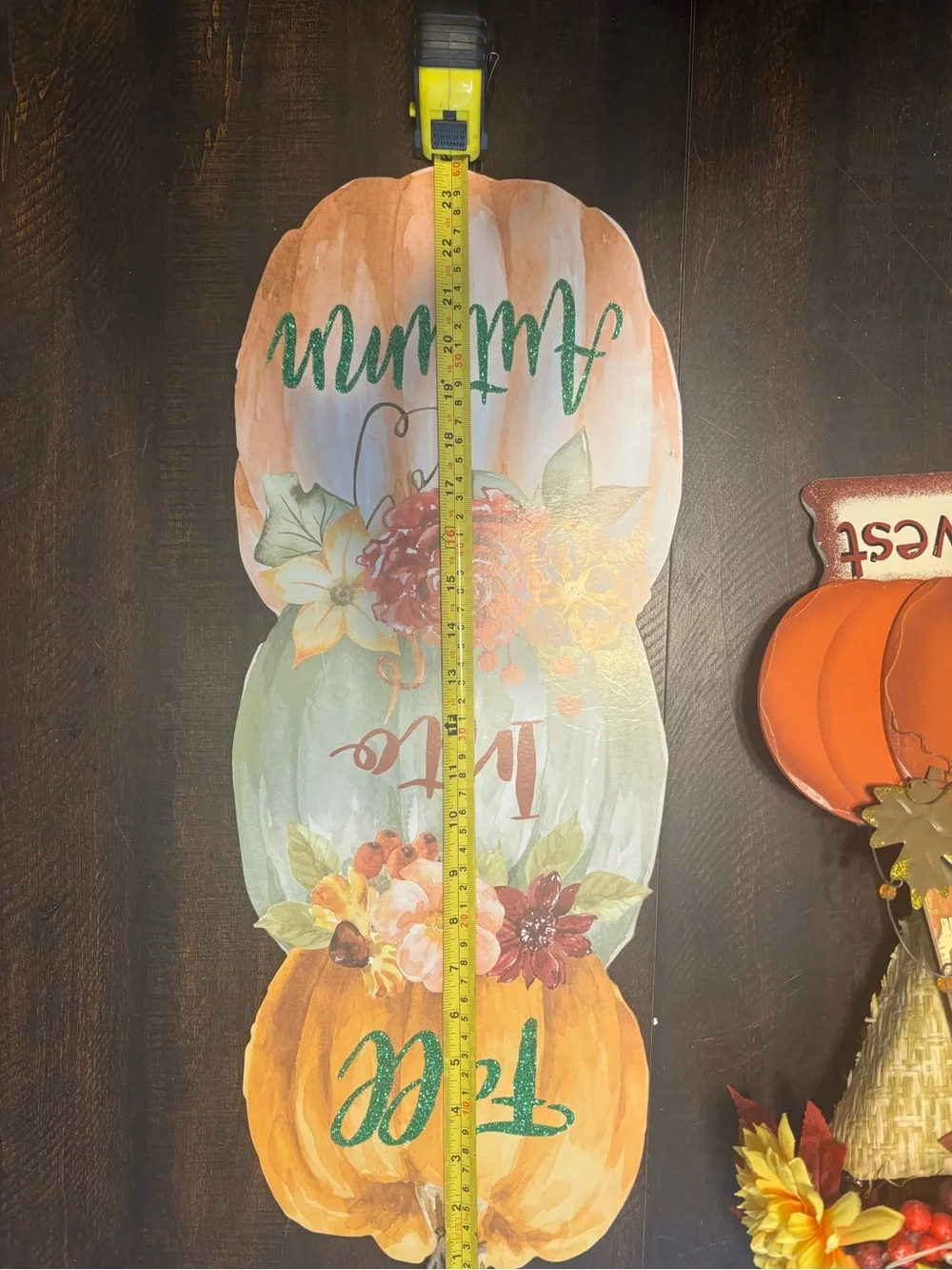 Happy Harvest Orange Pumpkin Wall Decor - Seasonal Fall Sign